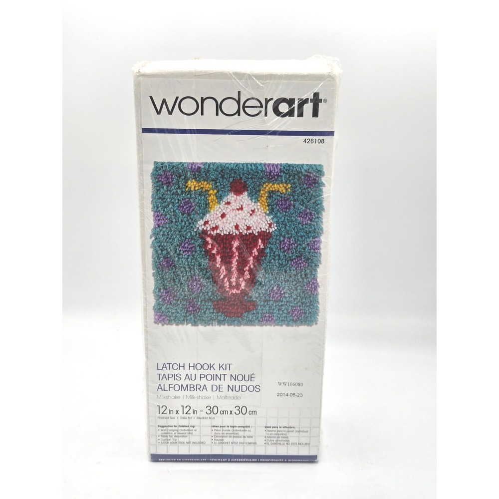 Wonderart Latch Hook Kit 426108‎ Milkshake Design 12x12 Inch New Sealed